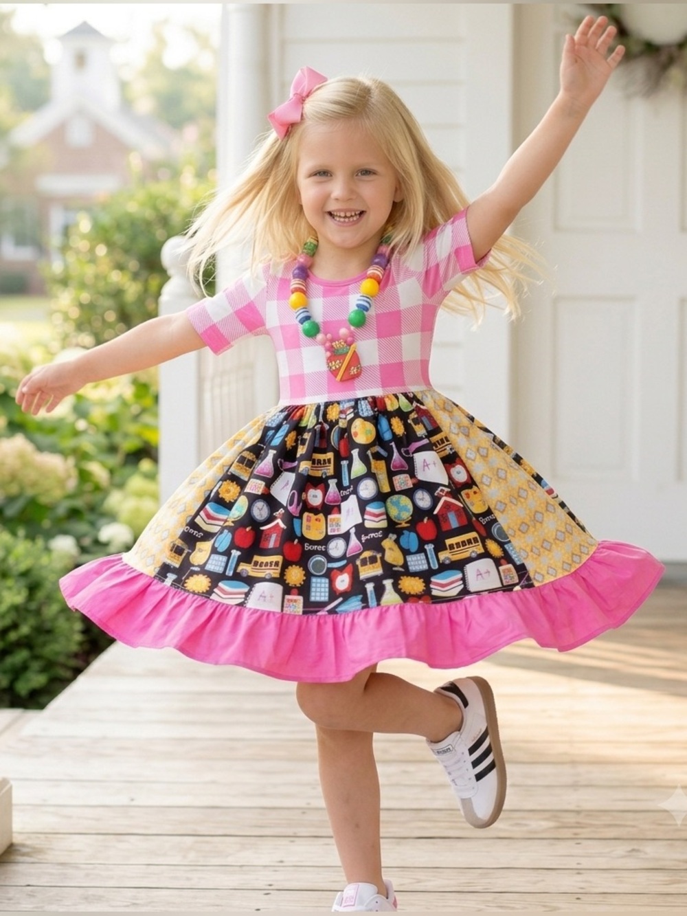 Girls Back to School dress Kindergarten picture day dress Twirl Dress